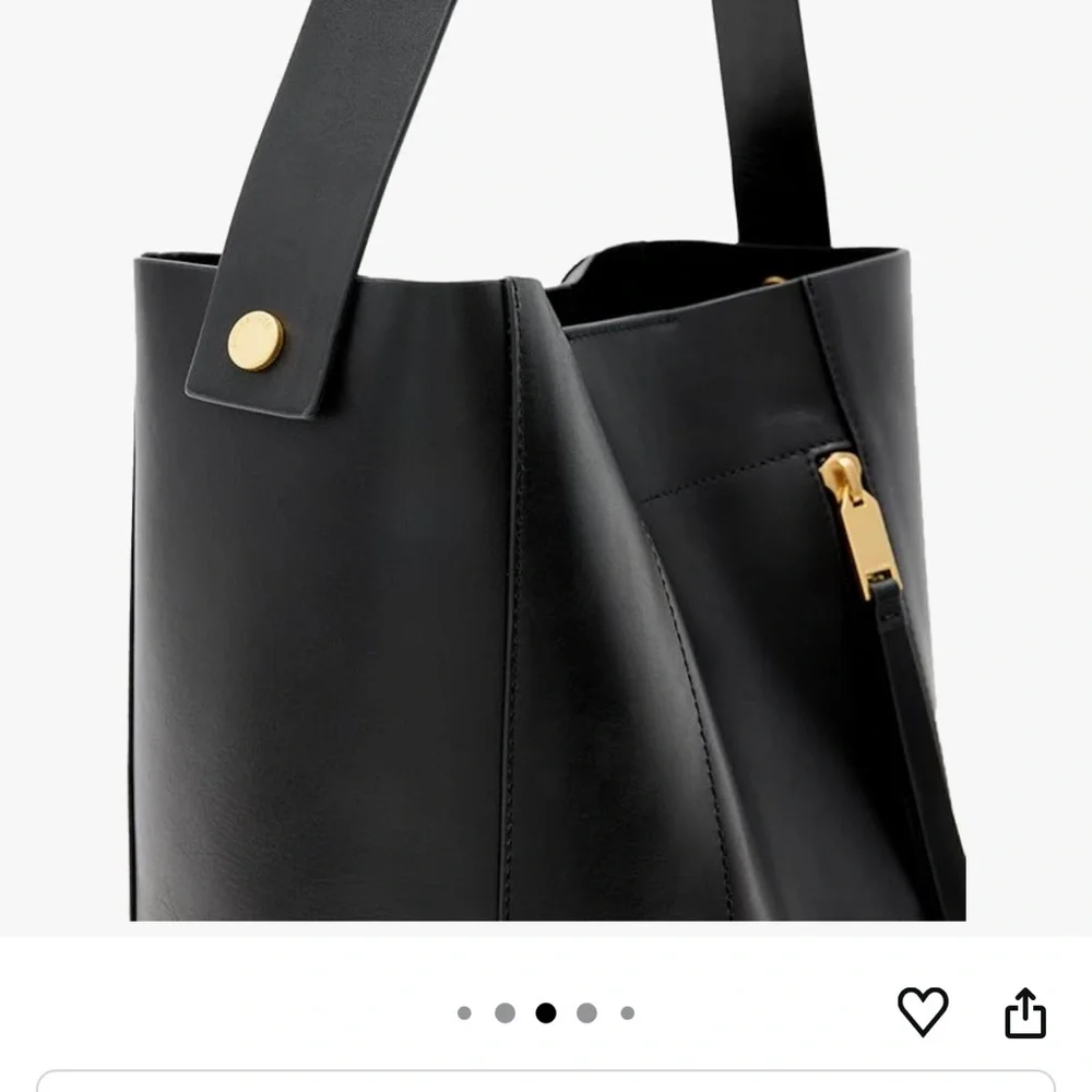 All Saints Black Leather Tote with Gold Zipper - Picture 6 of 12